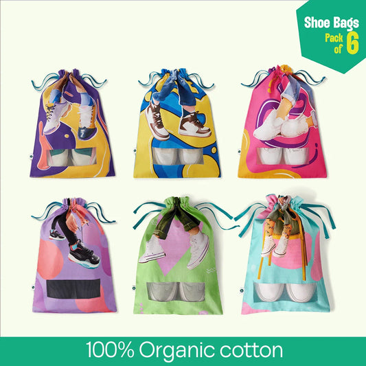 Sneaker Addiction! Shoe Bags, 100% Organic Cotton, Pack of 6