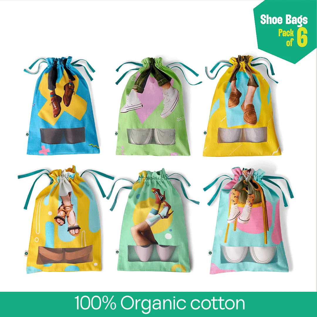 Shoe-holic! Shoe Bags, 100% Organic Cotton, Pack of 6