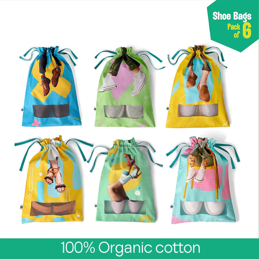 Shoe-holic! Shoe Bags, 100% Organic Cotton, Pack of 6