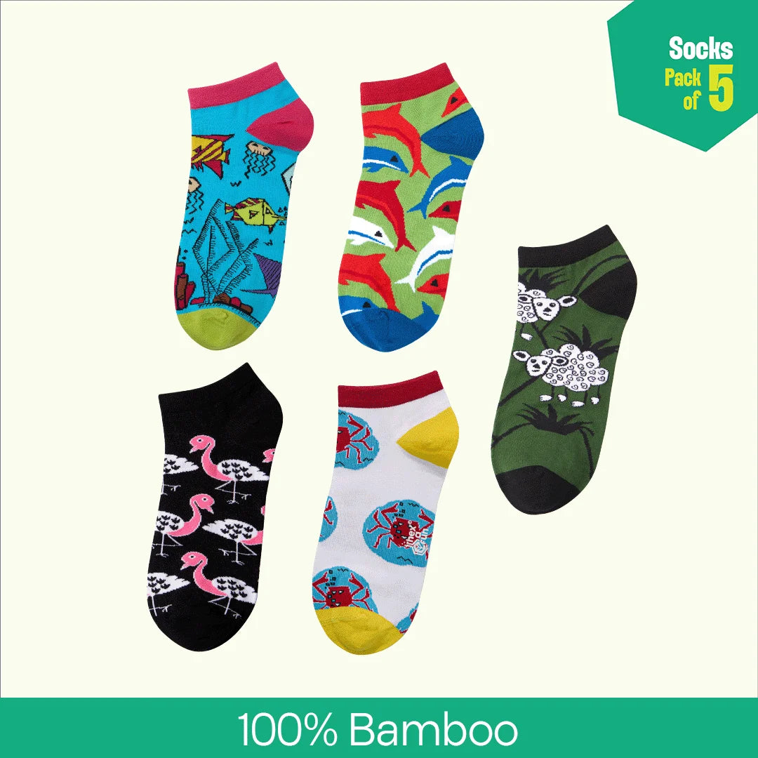 Slay The Day! Unisex Socks, 100% Bamboo, Ankle Length, Pack of 5