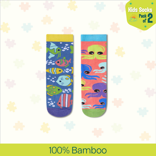 Sea World! Unisex Kid's Socks, 100% Bamboo, Crew Length, Pack of 2