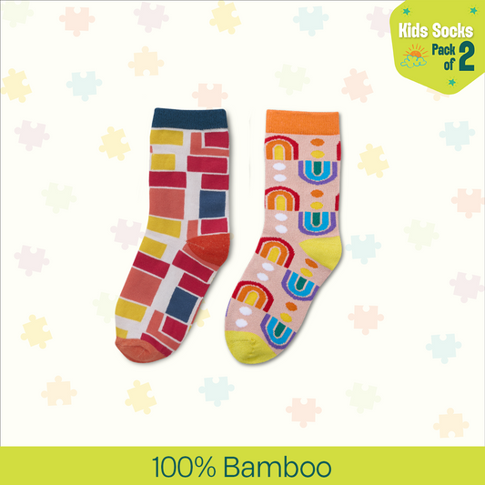 Wonderland! Unisex Kid's Socks, 100% Bamboo, Crew Length, Pack of 2
