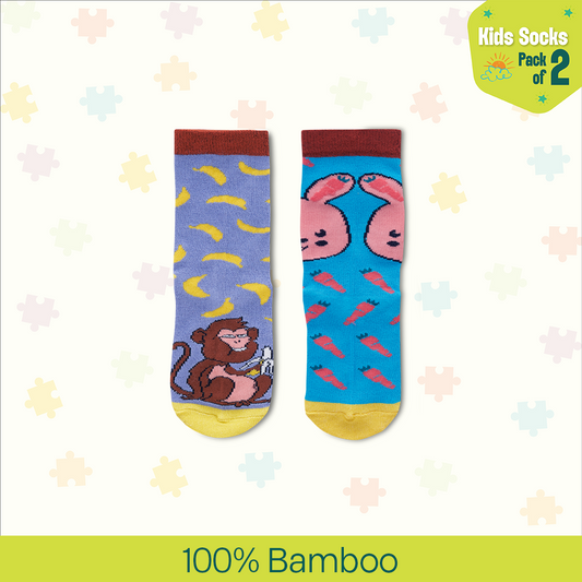 Zoo-niverse! Unisex Kid's Socks, 100% Bamboo, Crew Length, Pack of 2