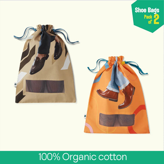 Re-boot! Shoe Bags, 100% Organic Cotton, Pack of 2