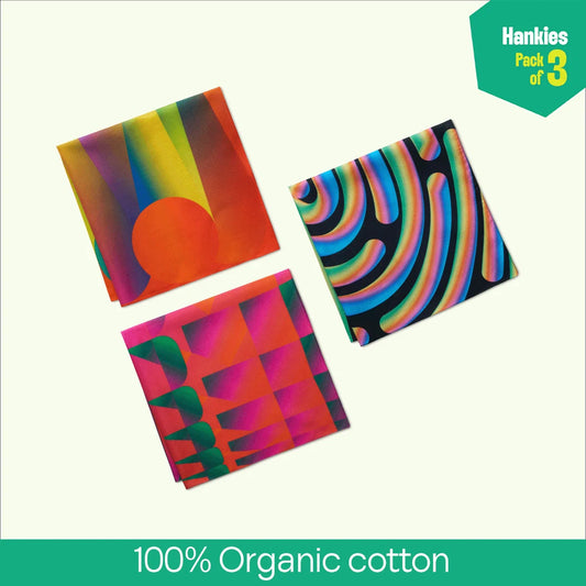Shapes Of You! Unisex Hankies, 100% Organic Cotton, Pack of 3