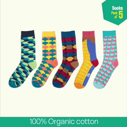 Geometry Class! Unisex Socks, 100% Organic Cotton, Crew Length, Pack of 5