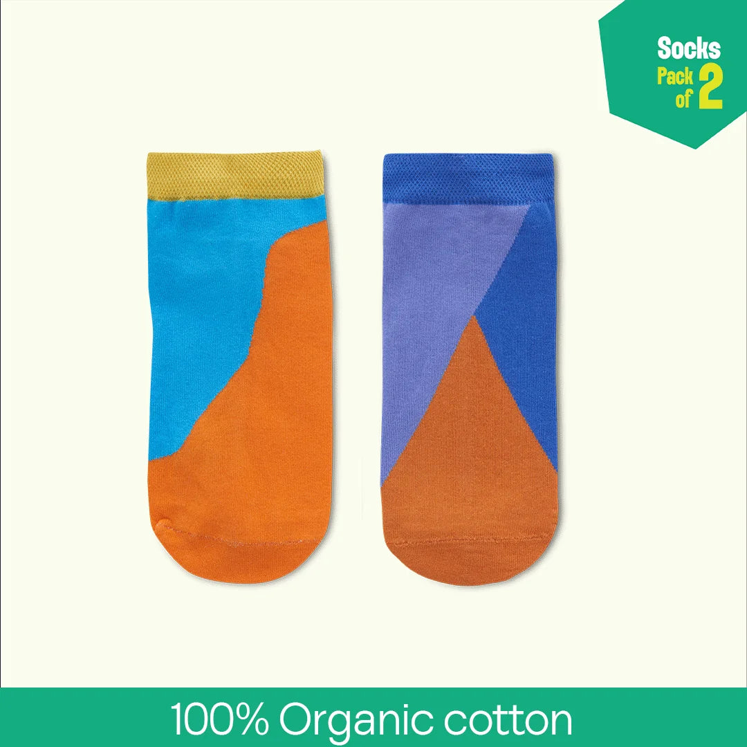 Orange-y! Unisex Socks, 100% Organic Cotton, Ankle Length, Pack of 2