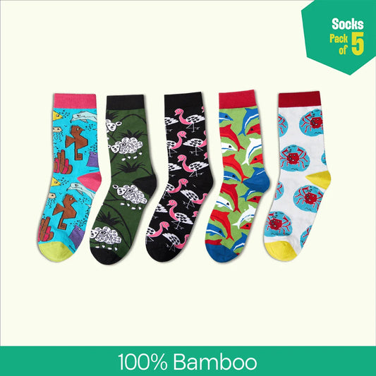Slay The Day! Unisex Socks, 100% Bamboo, Crew Length, Pack of 5