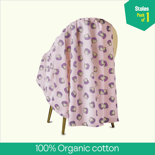 ETA! Elephant Time Of Arrival! Women's Stole, 100% Organic Cotton, Pack of 1