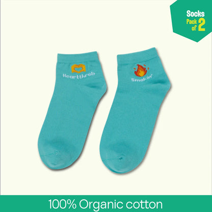 Flirt Alert! Unisex Socks, 100% Organic Cotton, High Ankle Length, Pack of 2