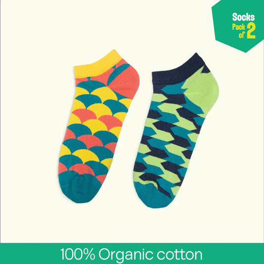 Out Of The Shape! Unisex Socks, 100% Organic Cotton, Ankle Length, Pack of 2