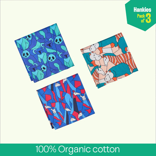 Spotted! Unisex Hankies, 100% Organic Cotton, Pack of 3