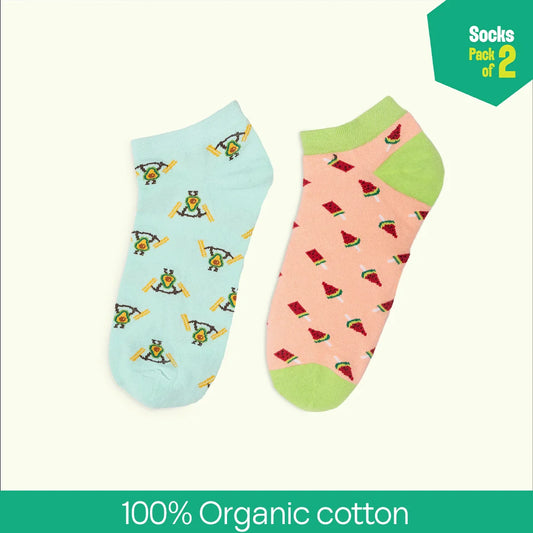 Foodgasm! Unisex Socks, 100% Organic Cotton, Ankle Length, Pack of 2
