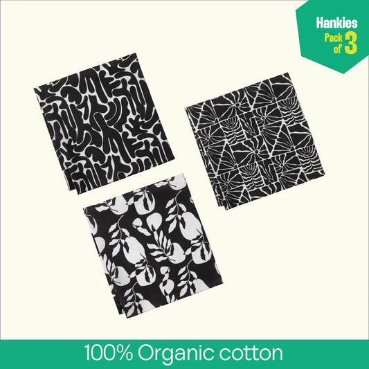 Black Magic! Unisex Hankies, 100% Organic Cotton, Pack of 3