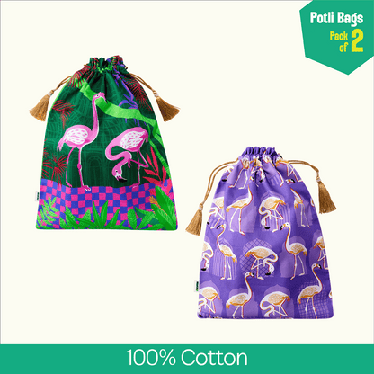 Light As Feather! Unisex Potli Bags, 100% Cotton, Pack of 2