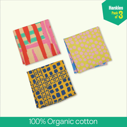 Abstract Of My Eye! Series 1! Unisex Hankies, 100% Organic Cotton, Pack of 3
