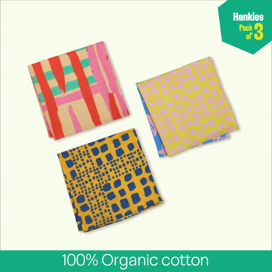 Abstract Of My Eye! Series 1! Unisex Hankies, 100% Organic Cotton, Pack of 3
