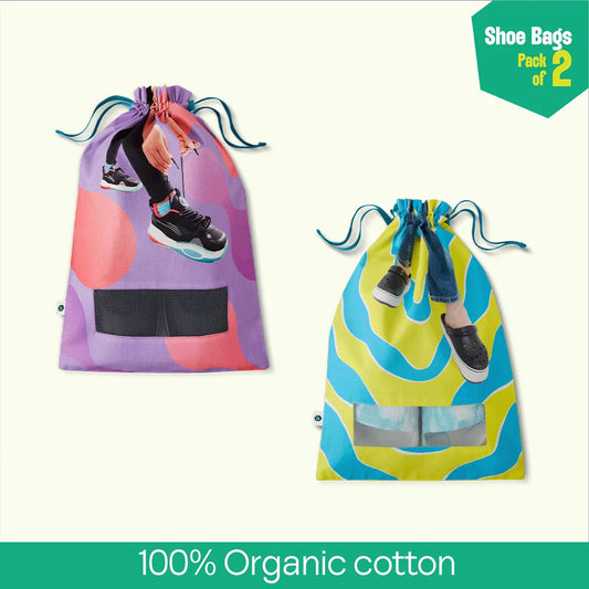 PaceMakers! Shoe Bags, 100% Organic Cotton, Pack of 2