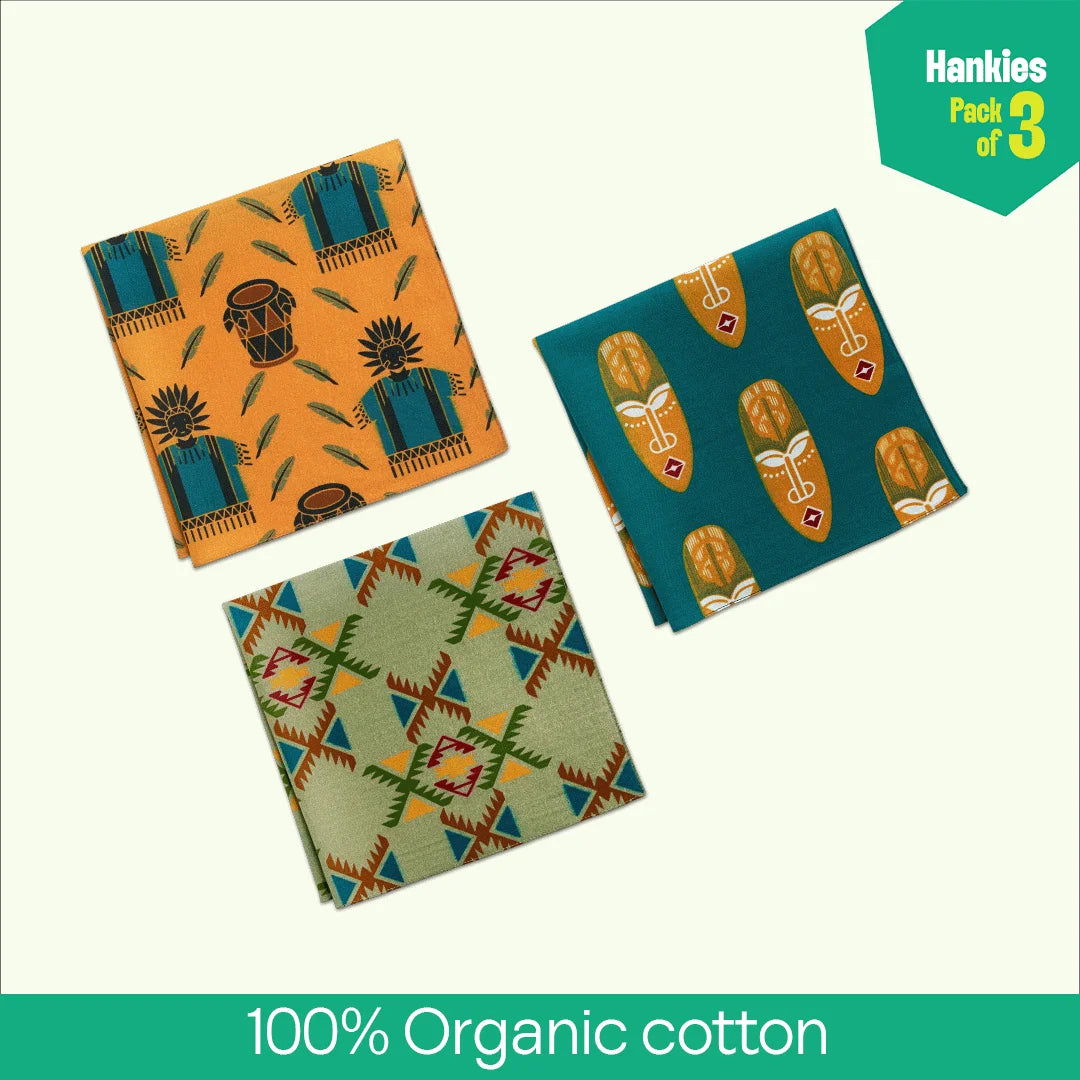 TKO! Tribal Knockout! Unisex Hankies, 100% Organic Cotton, Pack of 3