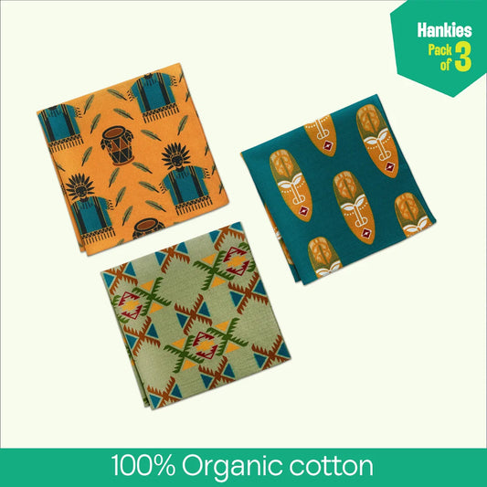 TKO! Tribal Knockout! Unisex Hankies, 100% Organic Cotton, Pack of 3