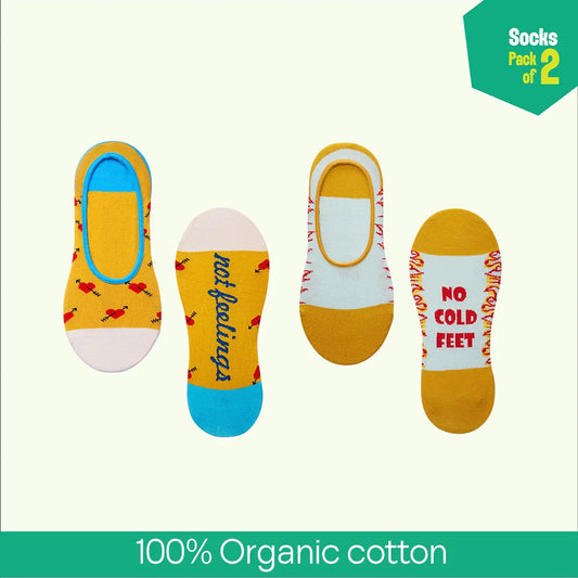SOP! Style On Point! Unisex Socks, 100% Organic Cotton, No Show, Pack of 2