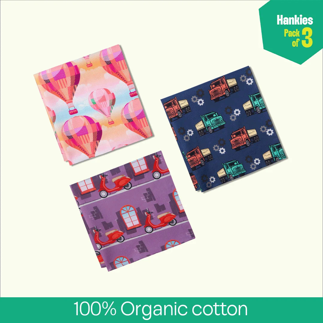 Out Of Town! Unisex Hankies, 100% Organic Cotton, Pack of 3