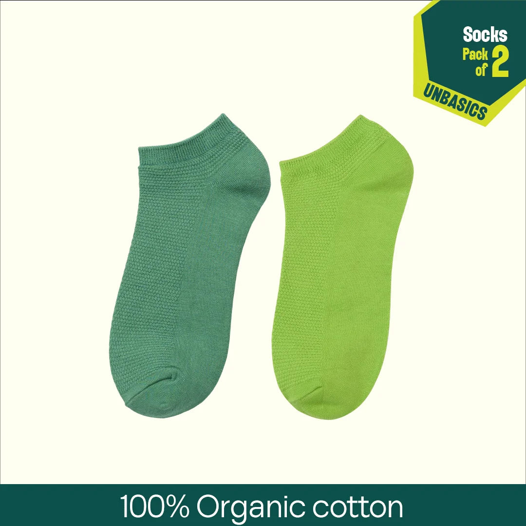 Greeni-fic! Unisex Socks, 100% Organic Cotton, Ankle Length, Pack of 2