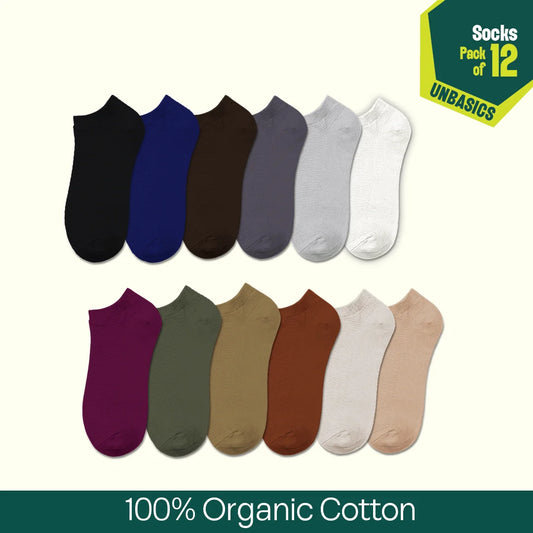 Mood Board! Unisex Socks, 100% Organic Cotton, Ankle Length, Pack of 12