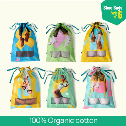 Shoe-holic! Shoe Bags, 100% Organic Cotton, Pack of 6