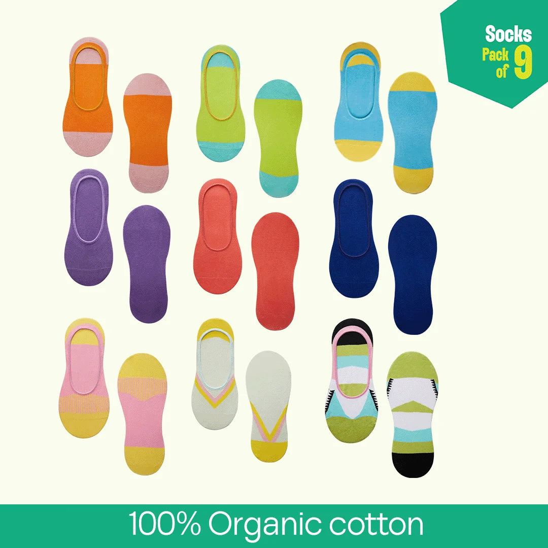 Power Rangers! Unisex Socks, 100% Organic Cotton, No Show, Pack of 9