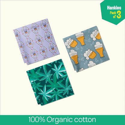 Smoking Hot! Unisex Hankies, 100% Organic Cotton, Pack of 3