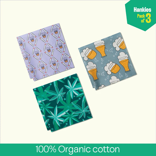 Smoking Hot! Unisex Hankies, 100% Organic Cotton, Pack of 3