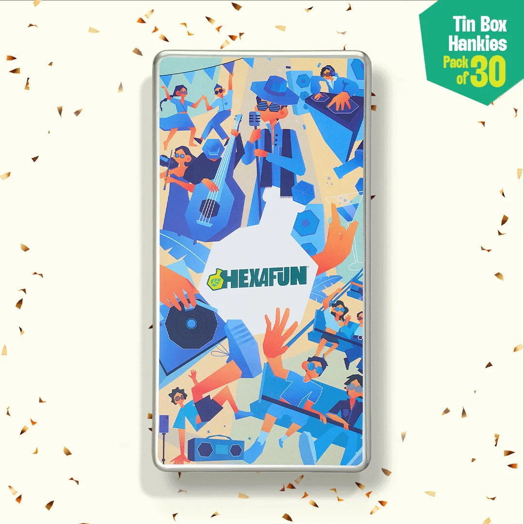 Fun A-fair! Tin Gift Box, Unisex Hankies, 100% Organic Cotton, Box Of 30