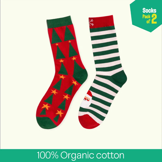 Merry-fied! Unisex Socks, 100% Organic Cotton, Crew Length, Pack of 2
