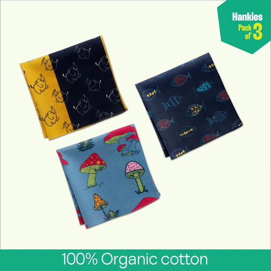 TMI! Too Motif Information! Unisex Hankies, 100% Organic Cotton, Pack of 3