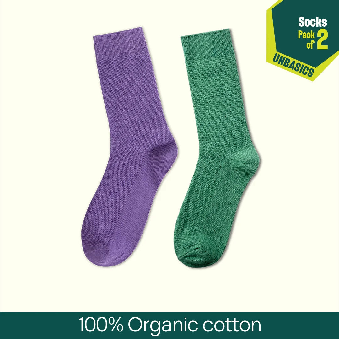 Northern Lights! Unisex Socks, 100% Organic Cotton, Crew Length, Pack of 2