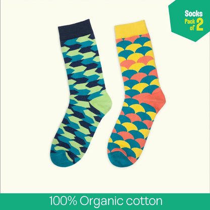Out Of Shape! Unisex Socks, 100% Organic Cotton, Crew Length, Pack of 2
