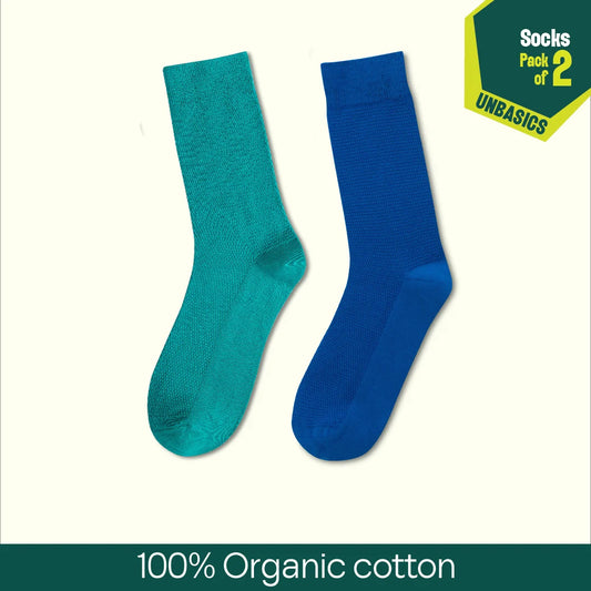 Feeling Blue! Unisex Socks, 100% Organic Cotton, Crew Length, Pack of 2
