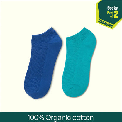 Feeling Blue! Unisex Socks, 100% Organic Cotton, Ankle Length, Pack of 2