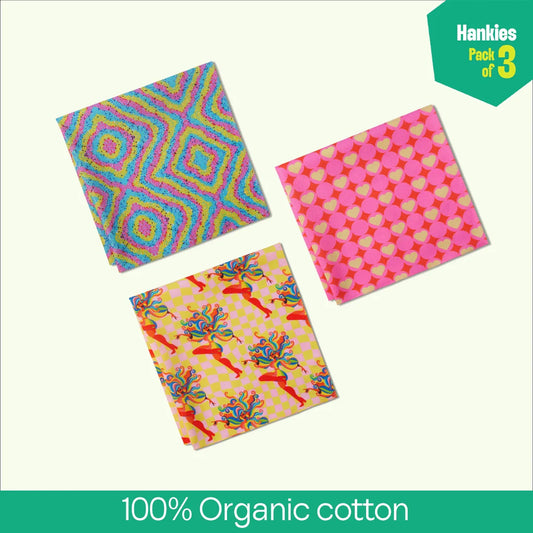 Rainbow Power! Unisex Hankies, 100% Organic Cotton, Pack of 3