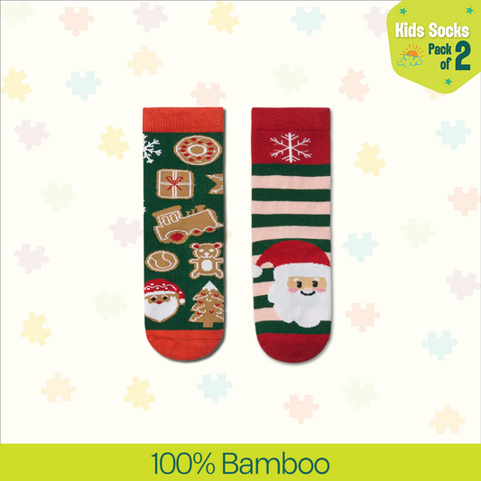 Baby Claus! Unisex Kid's Socks, 100% Bamboo, Crew Length, Pack of 2