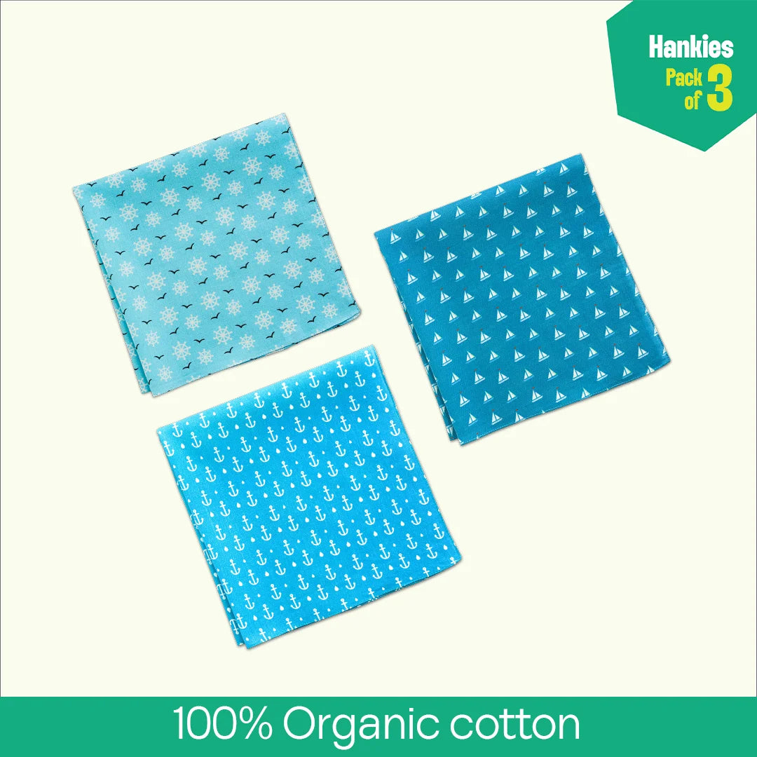 Now You Sea Me! Unisex Hankies, 100% Organic Cotton, Pack of 3