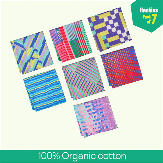 Digital Detox! Unisex Hankies, 100% Organic Cotton, Pack of 7