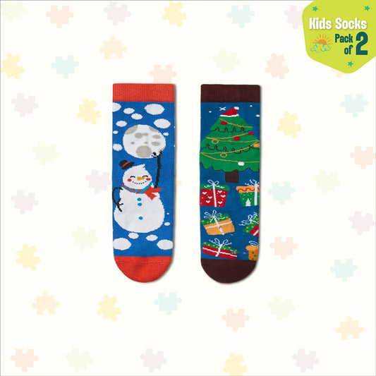 Jingle All The Way! Unisex Kid's Socks, 100% Bamboo, Crew Length, Pack of 2