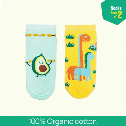 Animal-gram! Unisex Socks, 100% Organic Cotton, Ankle Length, Pack of 2