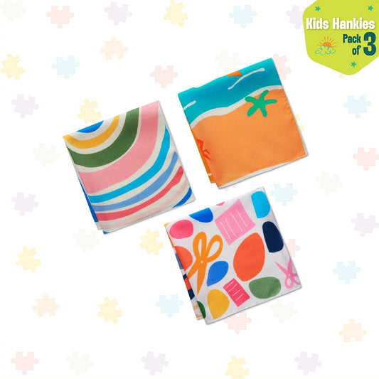 Hickory Dickory Doodle! Unisex Kid's Hankies, 100% Organic Cotton, Pack of 3
