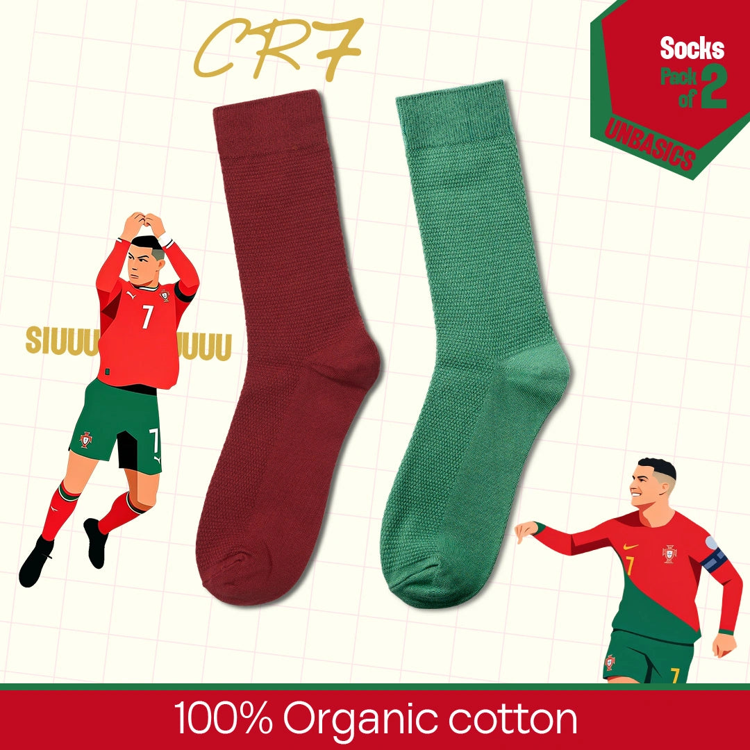 Ronaldo's Realm! Unisex Socks, 100% Organic Cotton, Crew Length, Pack of 2