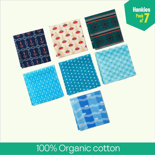 Vitamin Sea! Unisex Hankies, 100% Organic Cotton, Pack of 7