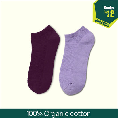 Purple Mania! Unisex Socks, 100% Organic Cotton, Ankle Length, Pack of 2