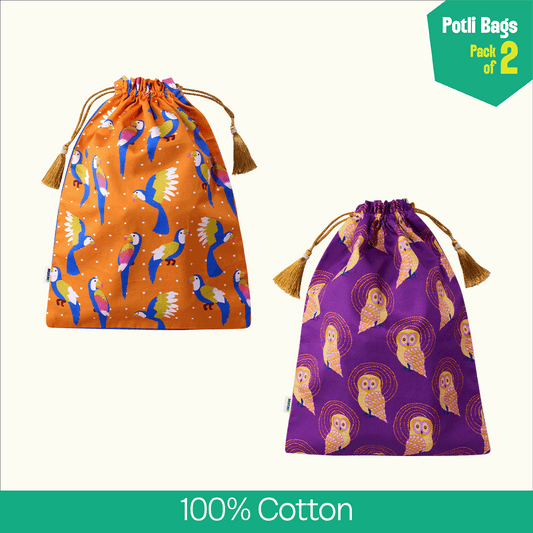 Bird Flu! Unisex Potli Bags, 100% Cotton, Pack of 2